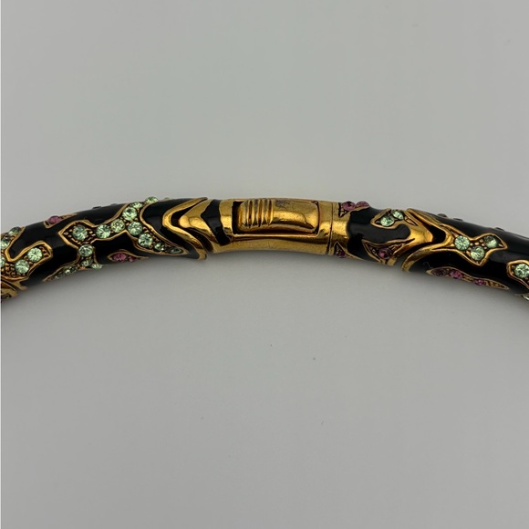 Vintage Roberto Cavalli Enamel & Crystal Patterned Snake Collar Necklace UNISEX - Picture 7 of 8